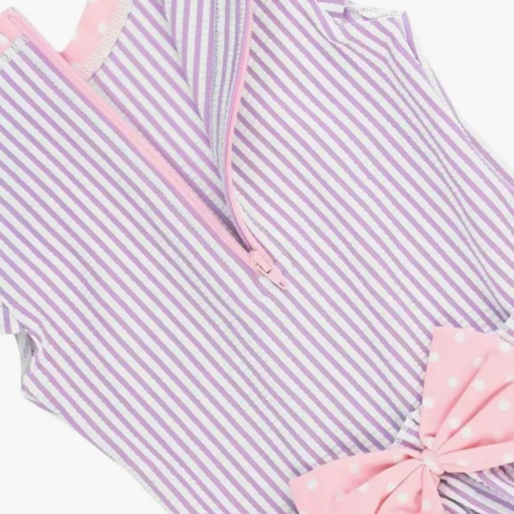 Lilac Seersucker Peplum One Piece Swimsuit - Picture 6 of 9